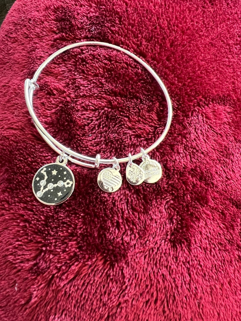Alex and Ani silver Charm Bangle Bracelet with Constellation Charm